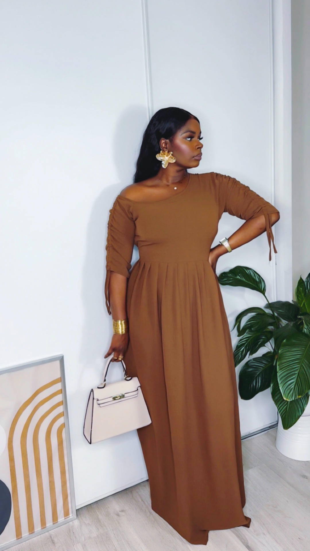 Robe Longue Asym trique ZENA Marron Mode Chic MAYLOOK Robe Longue Asym trique ZENA Marron Mode Chic MAYLOOK