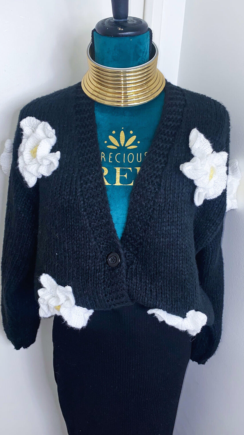 Cardigan / Gilet à applique fleuri