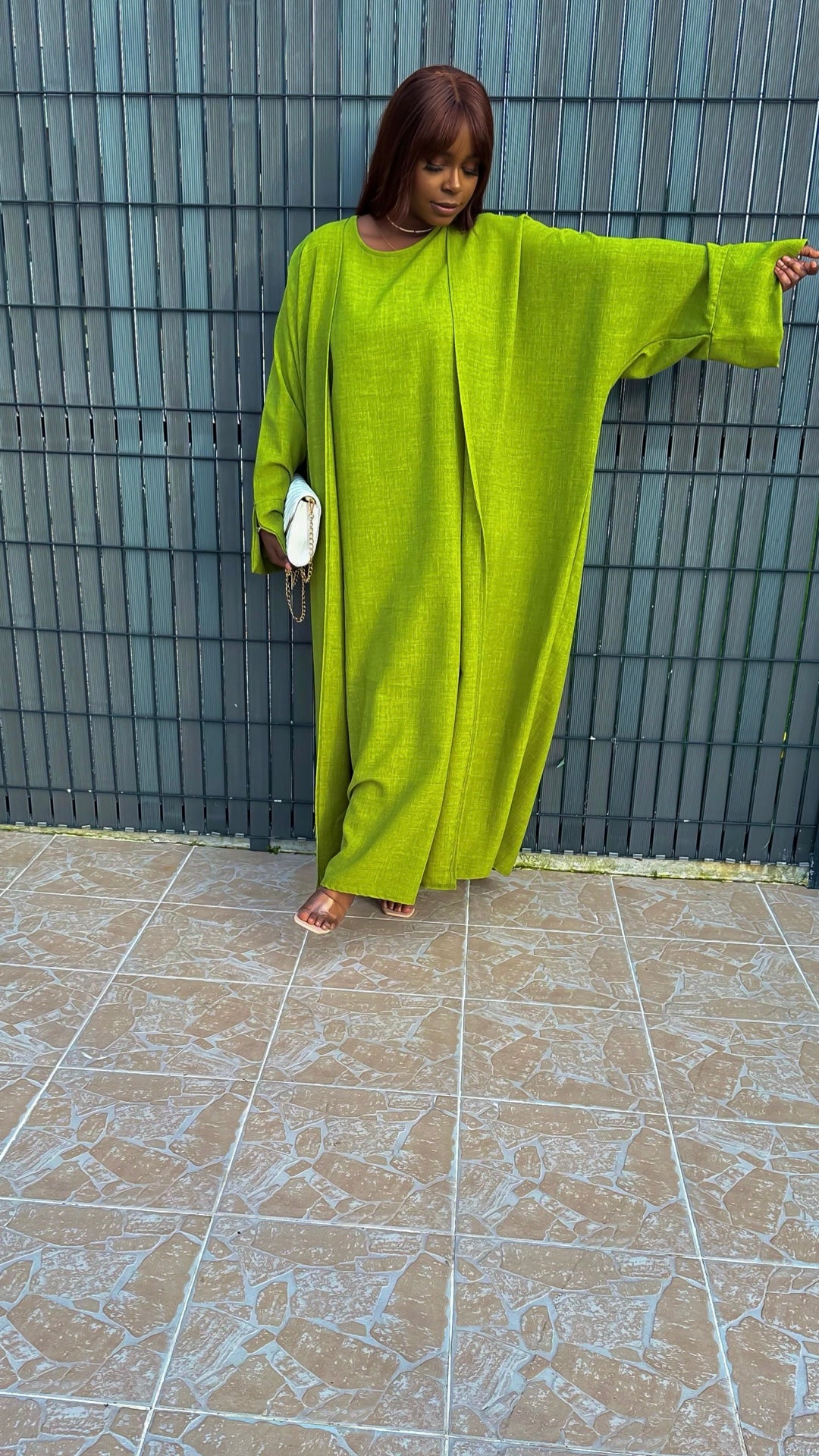 Ensemble robe en lin vert