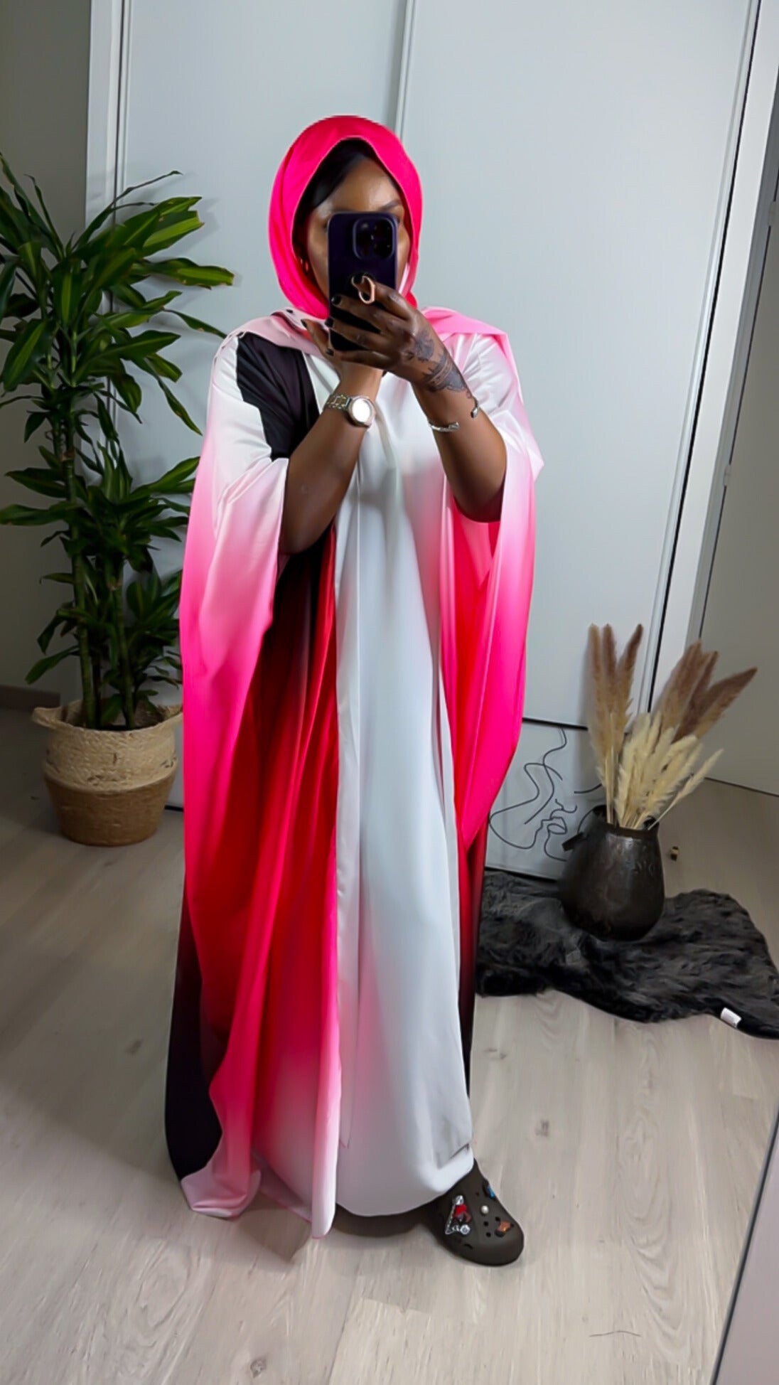 Ensemble robe et Abaya degradée avec foulard