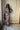 Robe longue asymétrique femme imprimé graphique marron