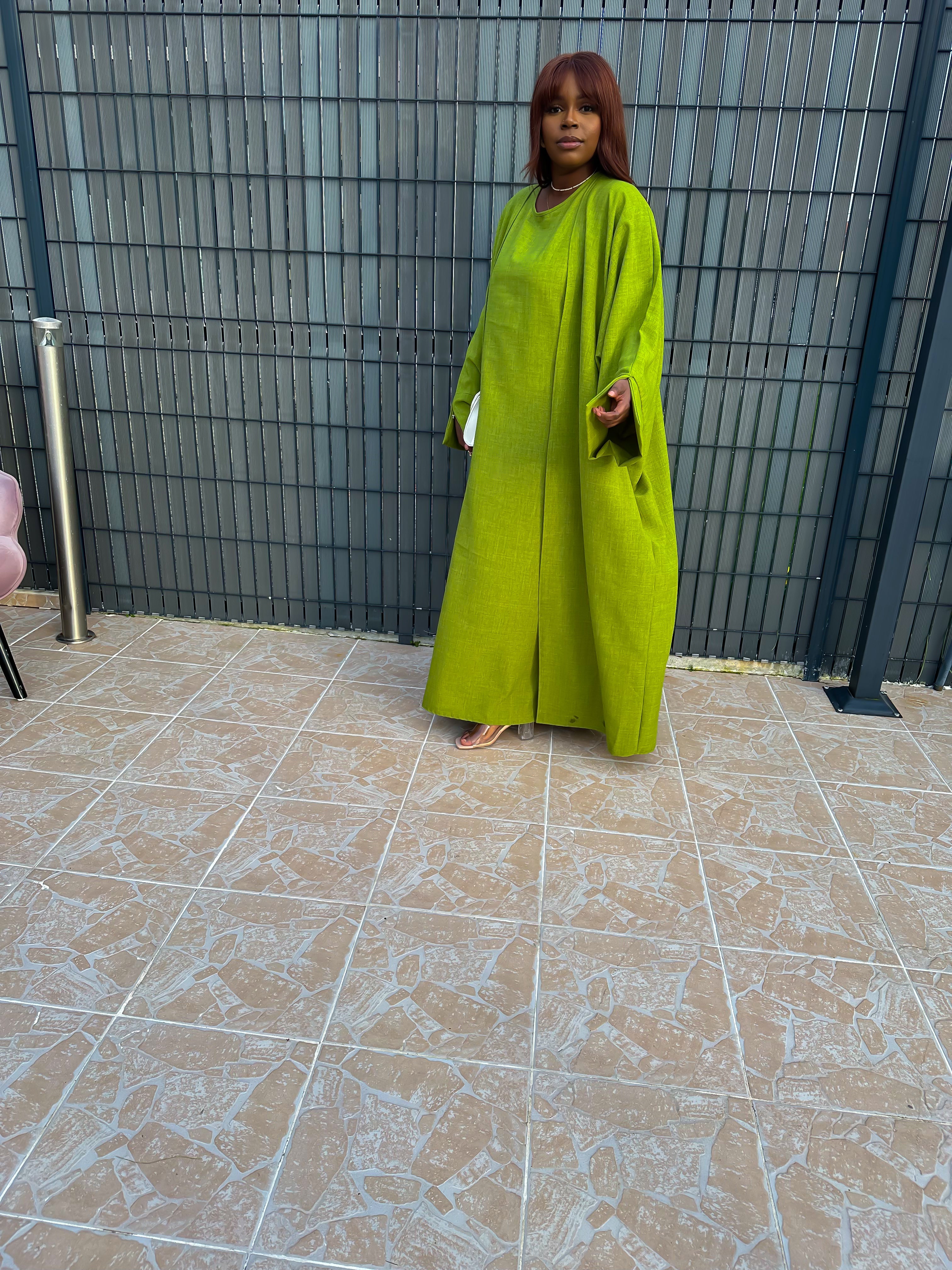 Ensemble robe en lin vert