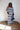 Robe longue asymétrique femme imprimé graphique noir et blanc