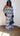 Robe longue asymétrique femme imprimé graphique noir et blanc